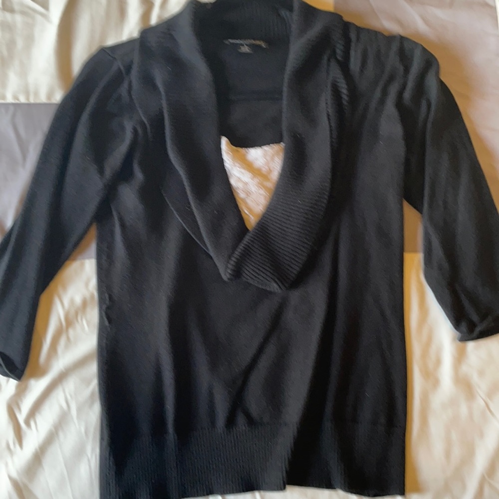 Sweater with attached lace cami detail